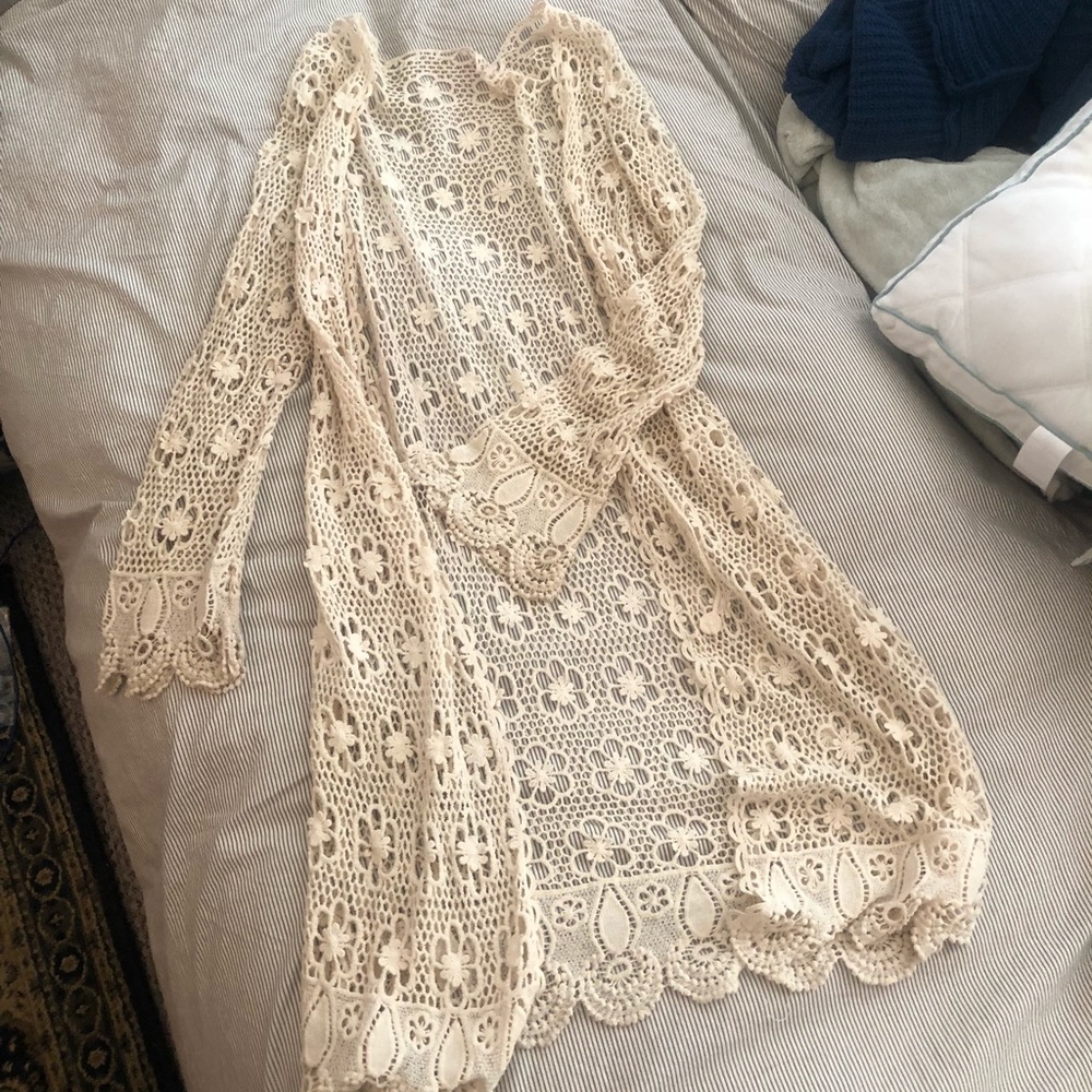 Brandy Melville crochet cardigan long